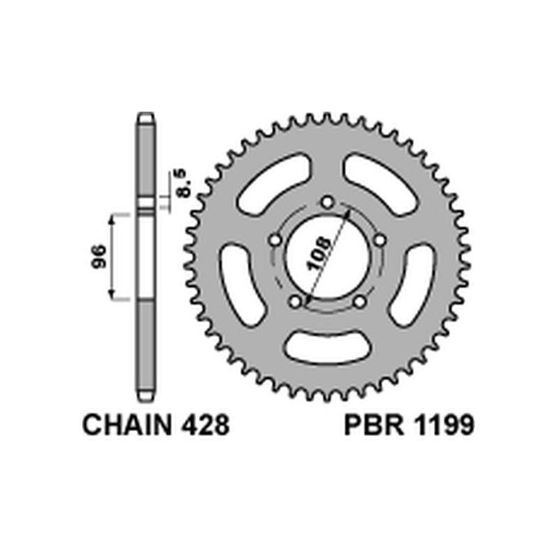 PBR ZĘBATKA TYLNA 1199 49 C45 MZ 125 RT/SM (ŁAŃC. 428) (MADE IN ITALY) - wysokiej jakości zębatka tylnej przerzutki