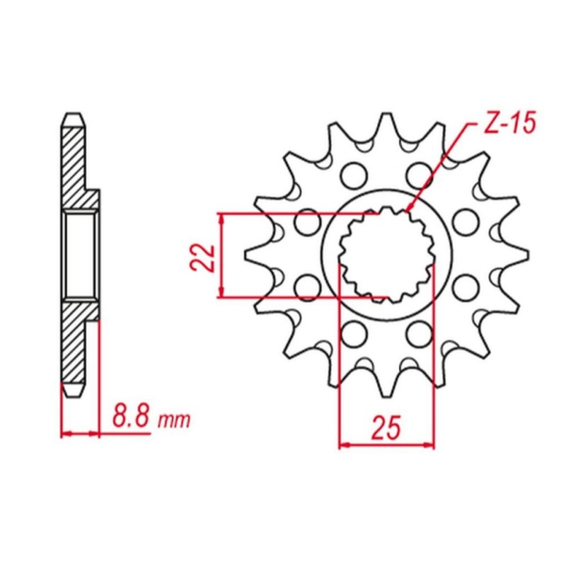 GROSSKOPF ZĘBATKA PRZEDNIA 1248 14 (124814) BETA '12-'25, KTM '86-'25, HUSQVARNA '14-'25, HUSABERG '09-'14, GASGAS '20-
