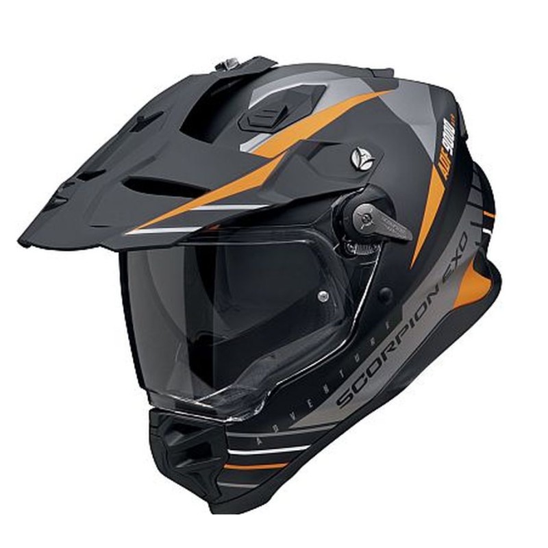 SCORPION KASK DUAL ENDURO / ADVENTURE ADF-9000 AIR FEAT BLACK/SILVER/ORANGE KOLOR CZARNY/SREBRNY/POMARAŃCZOWY MAT ROZMIAR L