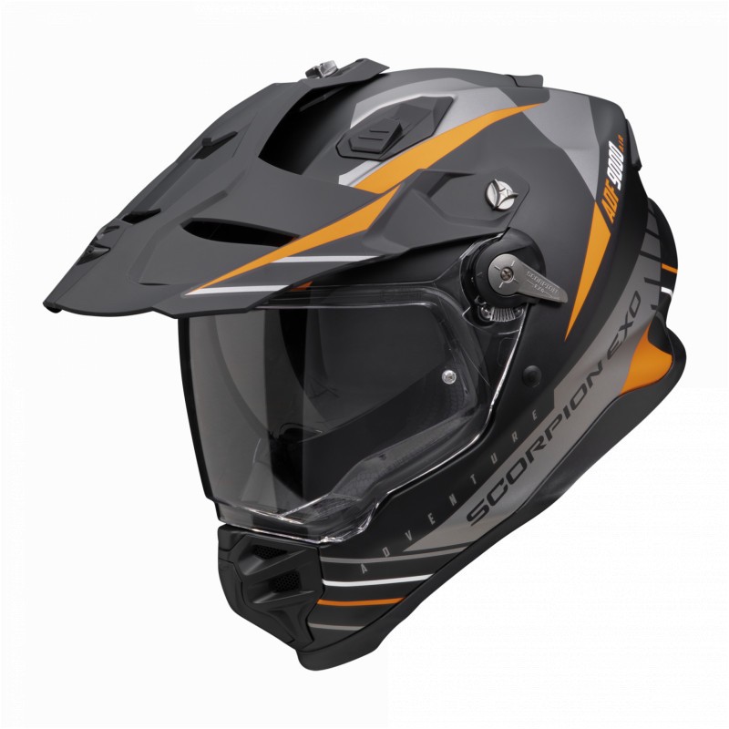 SCORPION Kask DUAL ENDURO / ADVENTURE ADF-9000 AIR FEAT BLACK/SILVER/ORANGE KOLOR CZARNY/SREBRNY/POMARAŃCZOWY MAT ROZMIAR M