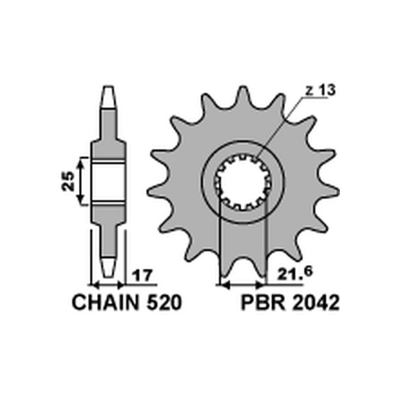PBR ZĘBATKA PRZEDNIA 2042 15 18NC HONDA CB 500F/X '13-15, CBR 500R '13-15 (ŁAŃC. 520) (MADE IN ITALY)