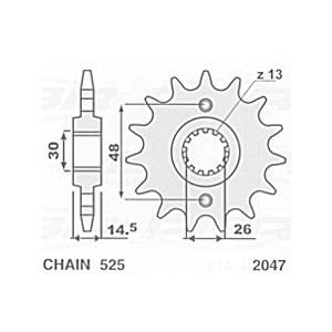 Zębatka przednia 2047 15 (400015K) do HONDA CB 750, VFR 750 - Wyprzedaż!