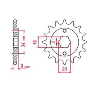 GROSSKOPF WYPRZEDAŻ ZĘBATKA PRZEDNIA 2062 14 YAMAHA YFS200 BLASTER '88-'06, TT-R230 '05-'20, DT200 L '85 (+1)