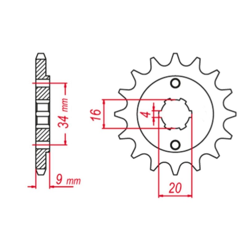 GROSSKOPF WYPRZEDAŻ ZĘBATKA PRZEDNIA 2062 14 YAMAHA YFS200 BLASTER '88-'06, TT-R230 '05-'20, DT200 L '85 (+1)