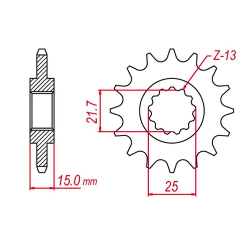 GROSSKOPF WYPRZEDAŻ ZĘBATKA PRZEDNIA 2084 15 KTM 50 EXC '96-'03, 85 SX '07-'22, 105 SX '07-'10, HUSQVARNA 85 TC '14-'21