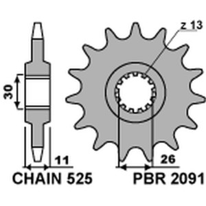PBR ZĘBATKA PRZEDNIA 2091 17 18NC YAMAHA FZ8 '10-'15, MT 09 '14-'17, MT 07 '14-'17, TDM 900 '02-'13 (JTF1591.17) (ŁAŃC.)