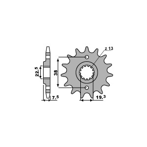 PBR ZĘBATKA PRZEDNIA 2116 13 18NC SUZUKI LTR 450 '06-'12, LTZ 400 '03-'13, RMX 450 '10-'13, KAWASAKI KFX 400, HYOSUNG TE 4