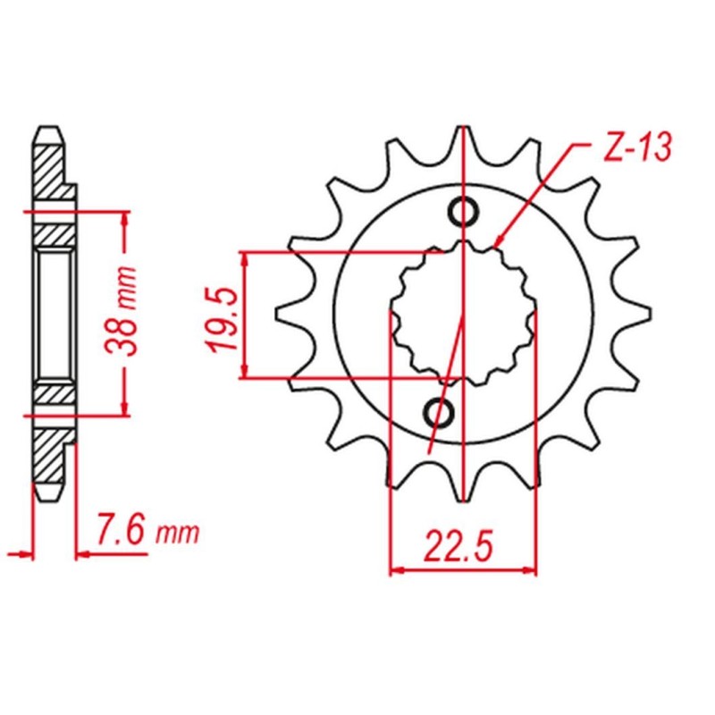 Zębatka przednia 2116 15 Suzuki LTR 450 '06-'10, LTZ 400 '03-'12, RMX 450 '10-'13, Kawasaki KFX 400