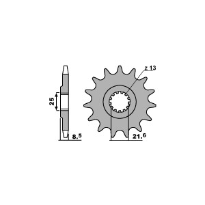 PBR WYPRZEDAZ ZĘBATKA PRZEDNIA 2137 16 18NC KAWASAKI Z 1000 03-06, ZX 9R 02-03 (JTF1537.16) (ŁAŃC. 525) (MADE IN ITALY)