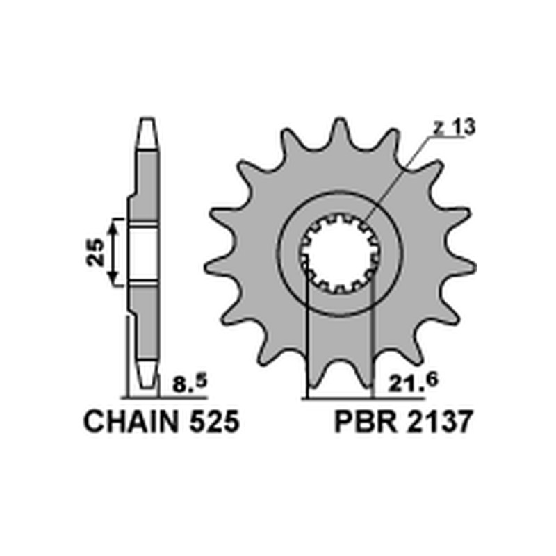 PBR WYPRZEDAZ ZĘBATKA PRZEDNIA 2137 17 KAWASAKI ZX10R '04-'18 (JTF1537.17) (ŁAŃC. 525) (153717JT)