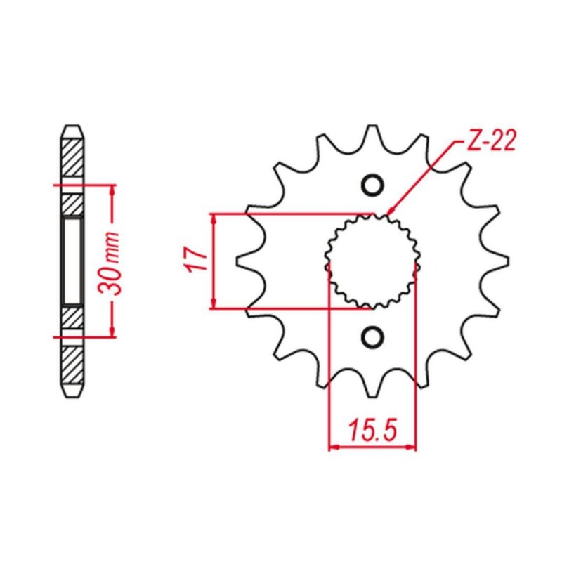Zębatka przednia do motocykla GROSSKOPF CRF 150R 17 zębów (+2) - JTF1256.17