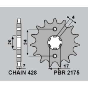 PBR ZĘBATKA PRZEDNIA 217515 (2175 15) SWM 125 ACE OF SPADES '22, VAREZ '17-'21, RS125R '15-'21, SM125R '16-'21 (ŁAŃC: 428)