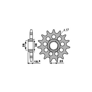 PBR ZĘBATKA PRZEDNIA 2178 16 18NC APRILIA RSV 1000 09-11 (ŁAŃC. 525) (MADE IN ITALY)