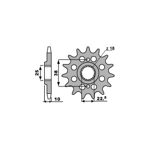 PBR ZĘBATKA PRZEDNIA 2201 17 18NC MOTO MORINI 1200 (07-10) (ŁAŃC. 525) (MADE IN ITALY)