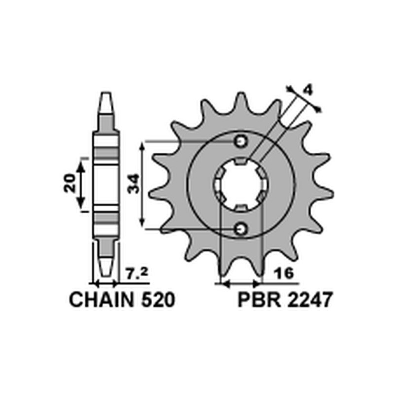 PBR ZĘBATKA PRZEDNIA 2247 13 18NC KTM 125 DUKE 11-16 (-1) (ŁAŃC. 520) (JTF1903.13) (MADE IN ITALY)