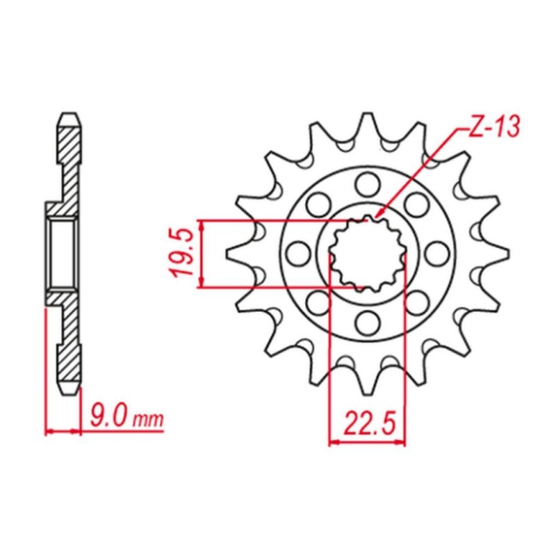 GROSSKOPF WYPRZEDAŻ ZĘBATKA PRZEDNIA 2259 13 (2292 13) SUZUKI RMZ 250 '13-'20 (JTF1442.13)