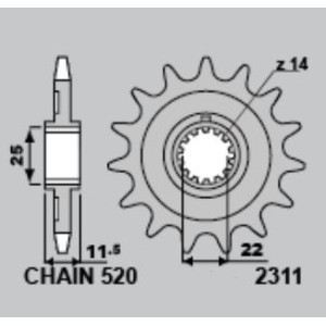 GROSSKOPF WYPRZEDAŻ ZĘBATKA PRZEDNIA 2311 13 SHERCO 250 SE/SE-R '14-'23, 250SE-F '13-'14, 300 SE/SE-R '13-'23, 450 SE F-R