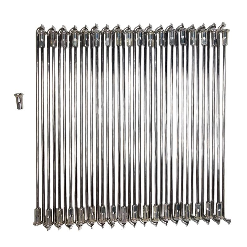 HAAN WHEELS SZPRYCHY WZMOCNIONE Z NYPLAMI (KOMPLET) PRZÓD 21 CALI KAWASAKI KX 500 '84 SREBRNY