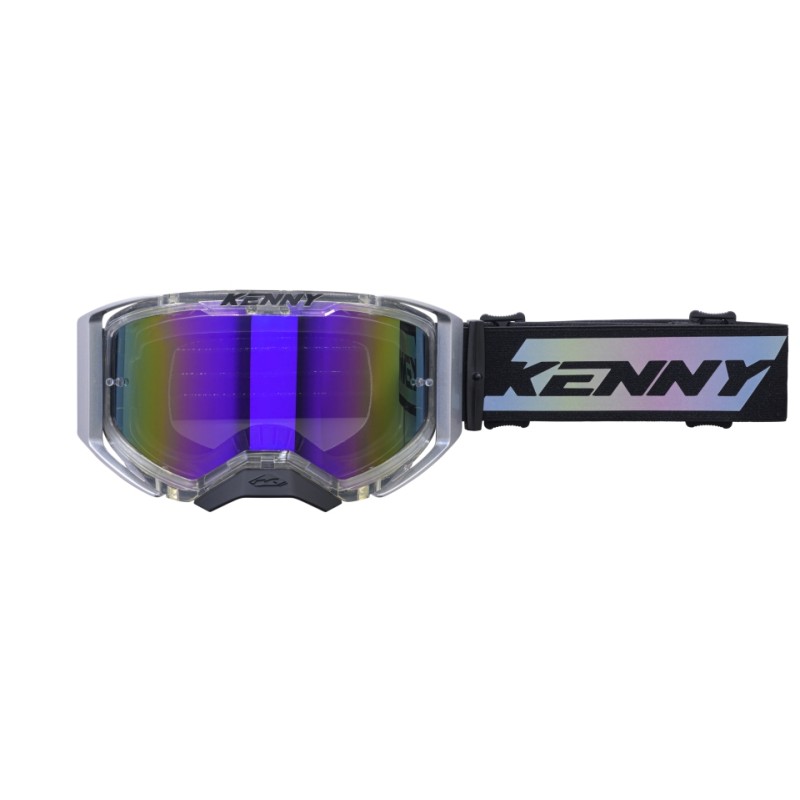 KENNY RACING GOGLE PERFORMANCE EVO 2 CLEAR SILVER MIRROR LENS-LUSTRO KOLOR SREBRNY/CZARNY