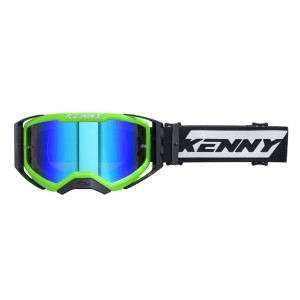 KENNY RACING GOGLE PERFORMANCE EVO 2 NEON GREEN MIRROR LENS-LUSTRO KOLOR ZIEOLNY FLUO/ BIAŁY/CZARNY