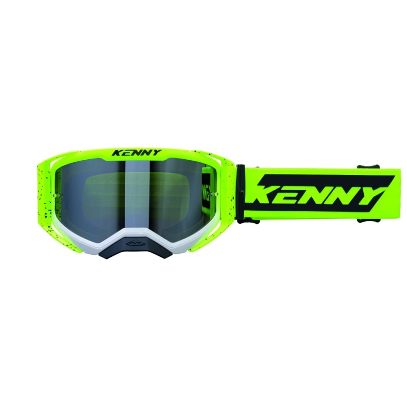 KENNY RACING GOGLE PERFORMANCE EVO 2 YELLOW WHITE SPLASH CLEAR LENS - szybka przeźroczysta kolor żółty fluo/czarny