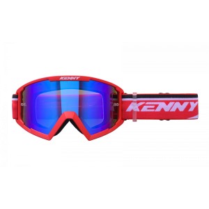 Kenny Racing Gogle Model Track+ Red - Blue Lens - Czerwony/Biały Szybka Niebieskie Lustro