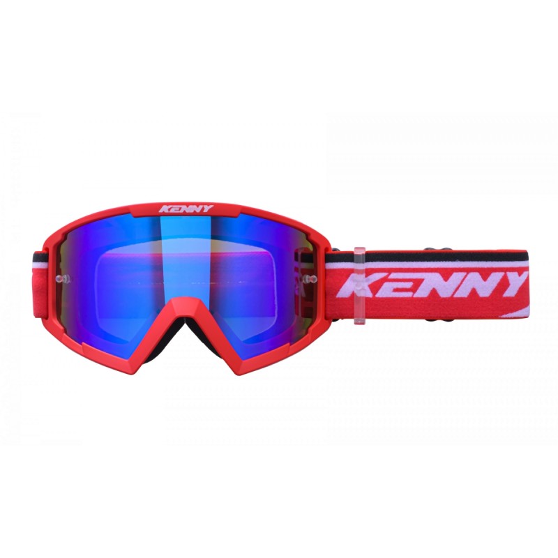 Kenny Racing Gogle Model Track+ Red - Blue Lens - Czerwony/Biały Szybka Niebieskie Lustro