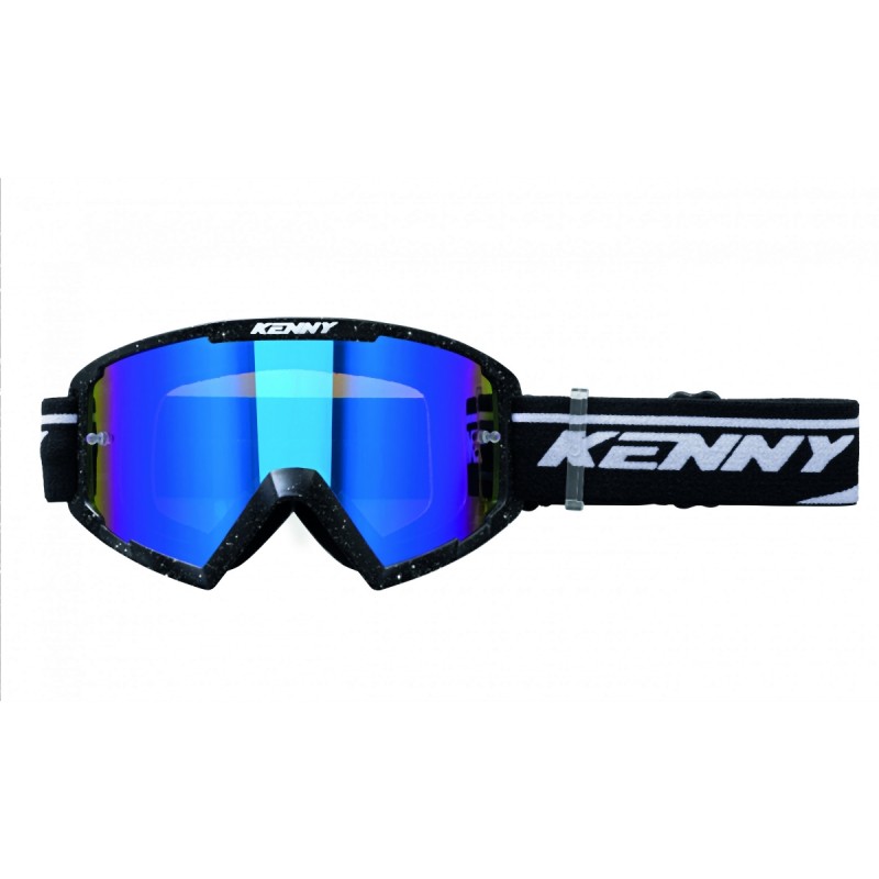 Okulary motocyklowe KENNY RACING TRACK+ GLITTER BLACK PEARL - niebieskie lustro