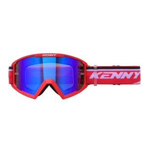 Kenny Racing Gogle Model Track+ Kid / Junior / Dziecięce Red - Blue Lens - Kolor Czerwony/Biały Szybka Niebieskie Lustro