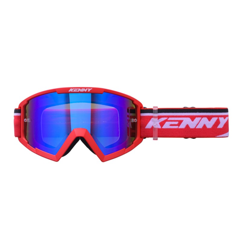 Kenny Racing Gogle Model Track+ Kid / Junior / Dziecięce Red - Blue Lens - Kolor Czerwony/Biały Szybka Niebieskie Lustro