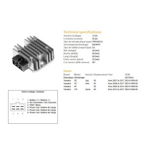 Regulator napięcia Yamaha CE 50 Jog XC 50 Vino XF 50 YW 50 Zuma