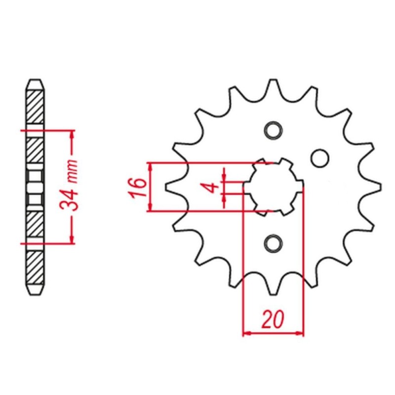 GROSSKOPF WYPRZEDAŻ ZĘBATKA PRZEDNIA 263 15 YAMAHA DT125 LC '82-'88, TZR125, SR125 JUNAK 125