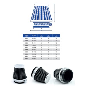 Filtr powietrza stożkowy chromowany 54x74x62mm - MIW (MEIWA) (30)