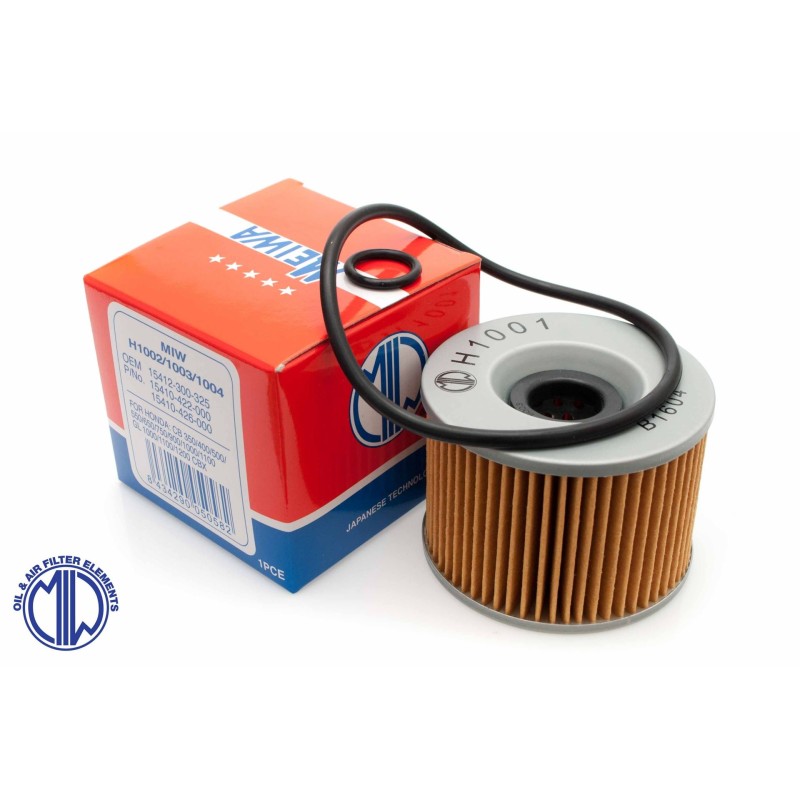 Filtr oleju MIW (MEIWA) do motocykli Honda, Kawasaki, Yamaha (HF401) z uszczelkami