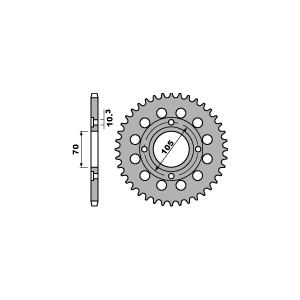 PBR ZĘBATKA TYLNA 278 38 C45 HONDA CB 250/360/400 73-79 (ŁAŃC. 530) (JTR278.38) (MADE IN ITALY)