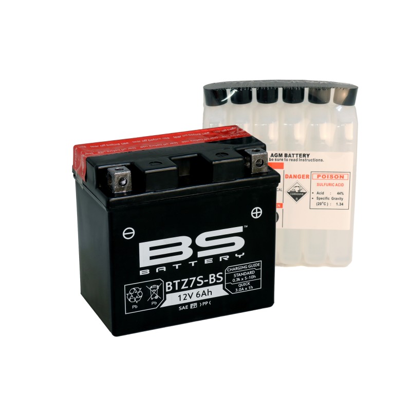 BS AKUMULATOR BTZ7S-BS (YTZ7S, YTZ7S-BS) 12V 6AH 112X69X103 BEZOBSŁUGOWY - ELEKTROLIT OSOBNO (130A)