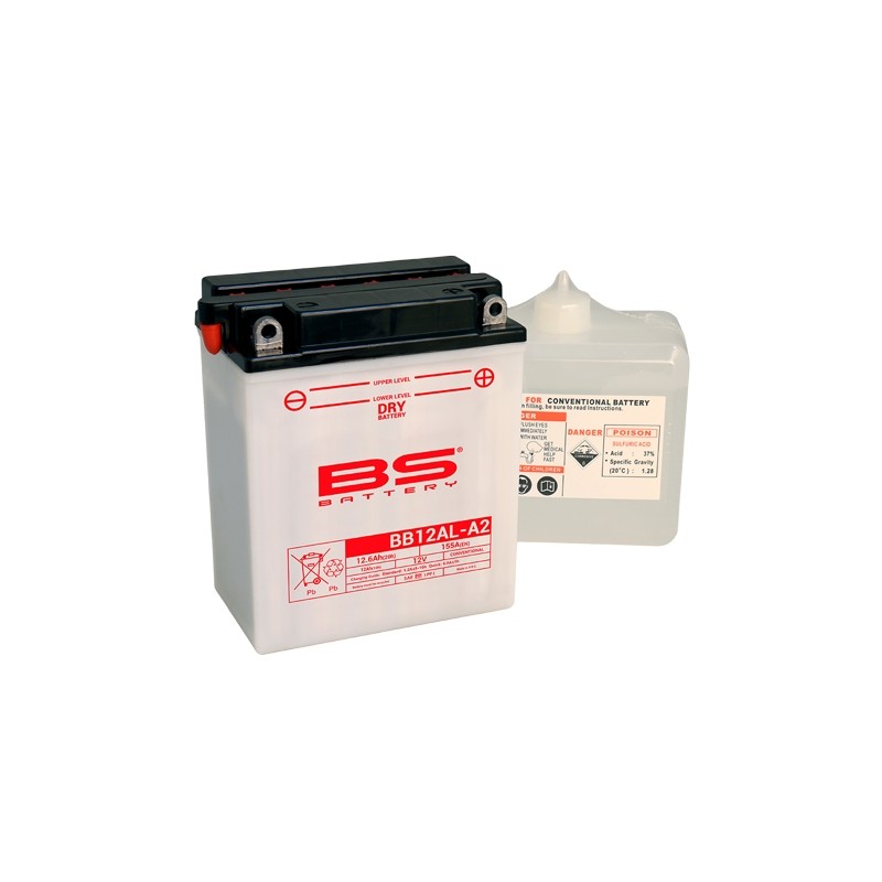 BS AKUMULATOR BB12AL-A2 (YB12AL-A2) 12V 12AH 135X81X161 OBSŁUGOWY - ELEKTROLIT OSOBNO (165A) (4) UE2019/1148