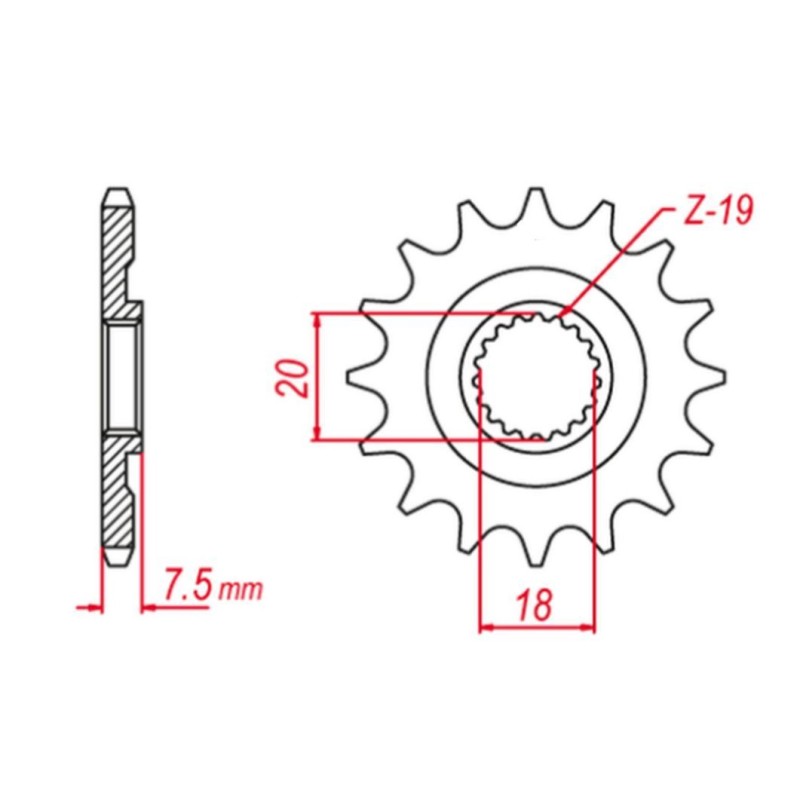 GROSSKOPF WYPRZEDAŻ ZĘBATKA PRZEDNIA CR 125 '97-'03 (JTF326.14) ZAMIENNA Z 340 13