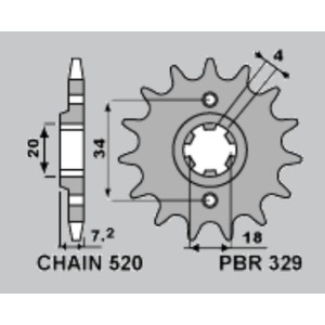 PBR WYPRZEDAZ ZĘBATKA PRZEDNIA 329 14 18NC AJP PR3 200 ENDURO '09-'15, HONDA CA 125 REBEL '95-'01, MBX 125F '84-'85, MTX 1