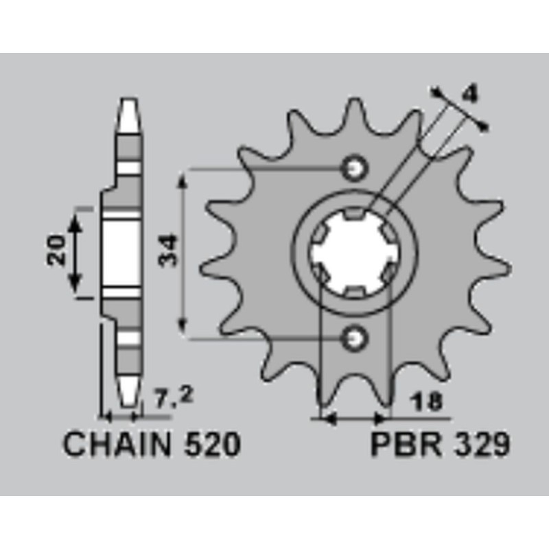 PBR WYPRZEDAZ ZĘBATKA PRZEDNIA 329 14 18NC AJP PR3 200 ENDURO '09-'15, HONDA CA 125 REBEL '95-'01, MBX 125F '84-'85, MTX 1