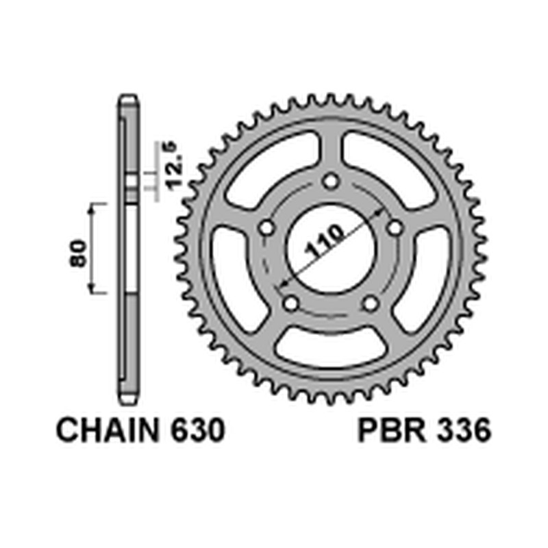 PBR ZĘBATKA TYLNA 336 35 C45 HONDA CBX 1000 (79-80) (SC03) (ŁAŃC. 630) (MADE IN ITALY)