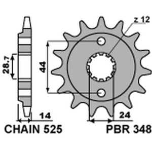 PBR WYPRZEDAZ ZĘBATKA PRZEDNIA 348 17 HONDA XRV 750 AFRICA TWIN \'90-\'03 (JTF314.17) (ŁAŃC. 525) (34817JT) (+1)
