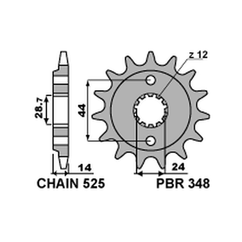 PBR WYPRZEDAZ ZĘBATKA PRZEDNIA 348 17 HONDA XRV 750 AFRICA TWIN \'90-\'03 (JTF314.17) (ŁAŃC. 525) (34817JT) (+1)