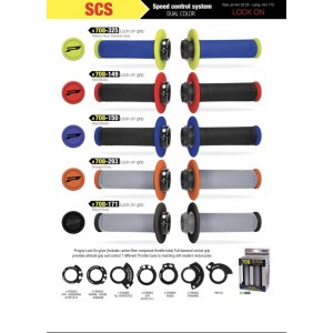 PROGRIP MANETKI PG708 OFF ROAD Z BLOKADĄ SCS LOCK-ON + 6 ADAPTERÓW ROLGAZU (22+25MM) KOLOR CZARNY CZERWONY DWUSKŁADNIKOWE (708-1