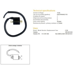 DZE Cewka Zapłonowa Yamaha YFZ 450R '09-'20 (OEM 18P-82310-00)