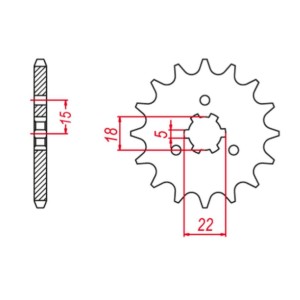 GROSSKOPF WYPRZEDAŻ ZĘBATKA PRZEDNIA 423 15 KAWASAKI KX 125 '94-'08 (+2) (JTF1445.15)
