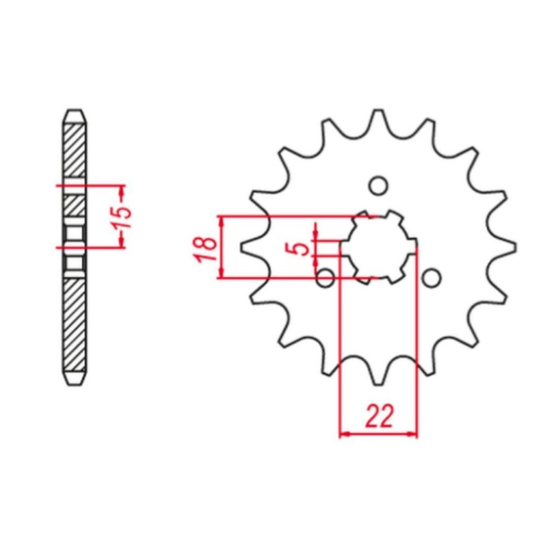 GROSSKOPF WYPRZEDAŻ ZĘBATKA PRZEDNIA 423 15 KAWASAKI KX 125 '94-'08 (+2) (JTF1445.15)