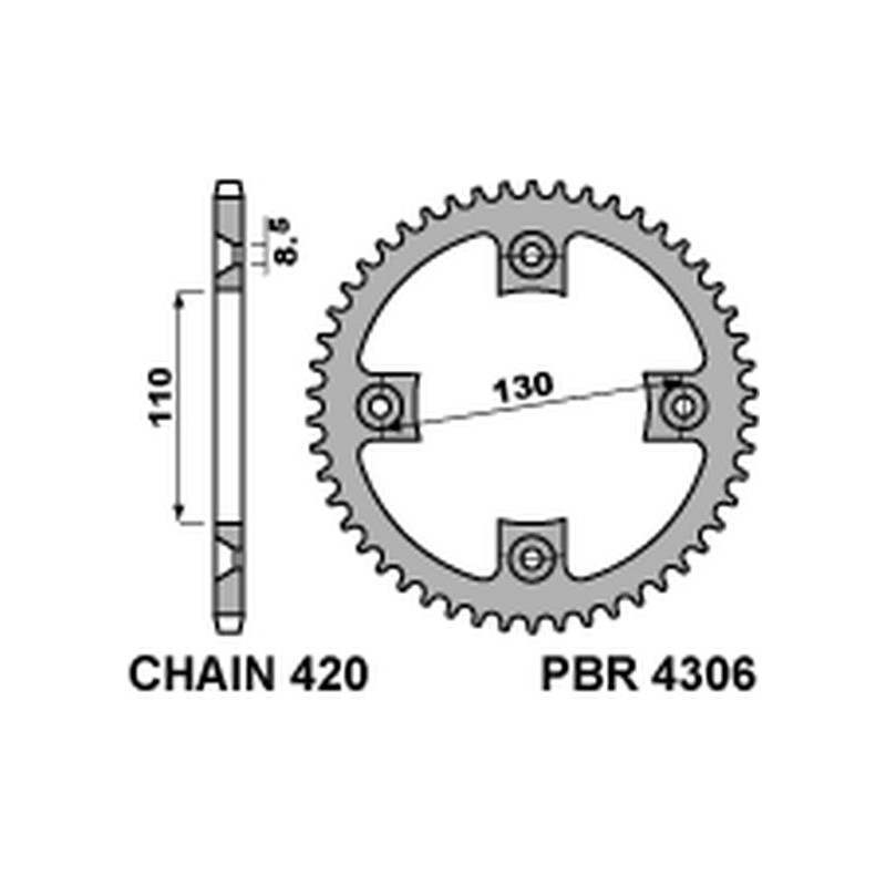 PBR ZĘBATKA TYLNA 4306 55 HONDA CR 80/85 (JTR215.55)* (ŁAŃC. 420)