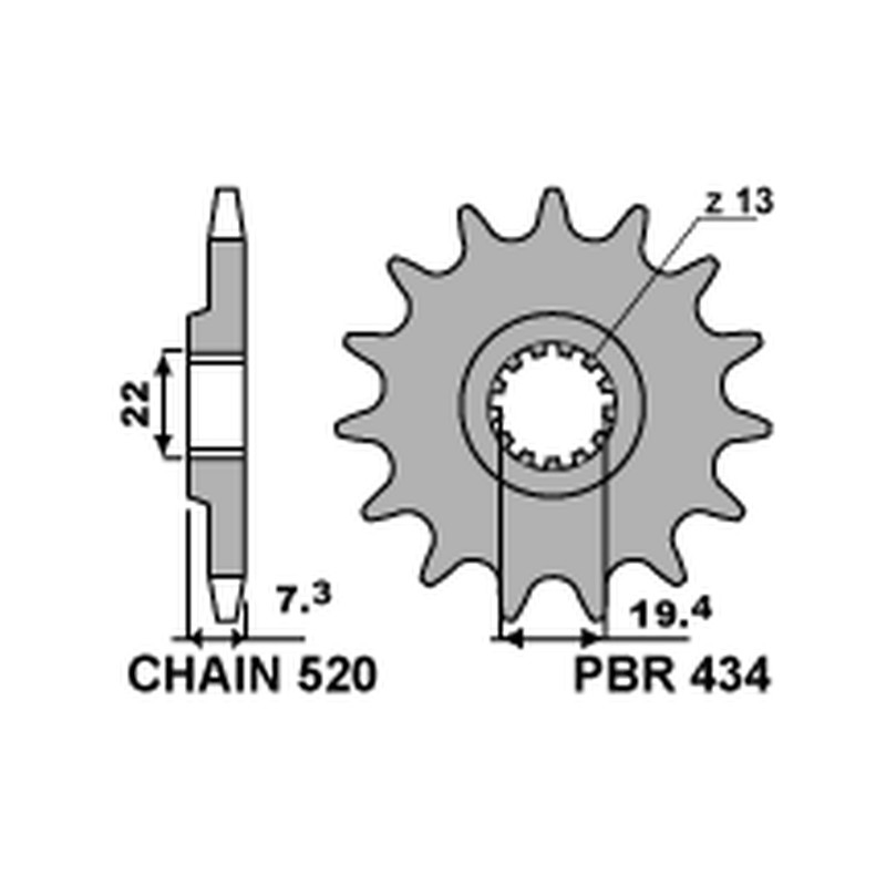 PBR WYPRZEDAZ ZĘBATKA PRZEDNIA 434 14 SUZUKI DR 250 '82-'87, GZ 250, GN 250 (JTF434.14) (ŁAŃC. 520) (434.14JT)
