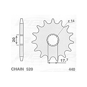 CHT WYPRZEDAŻ ZĘBATKA PRZEDNIA 440 14 (A4250564140) YAMAHA YZ 125 '87-'04